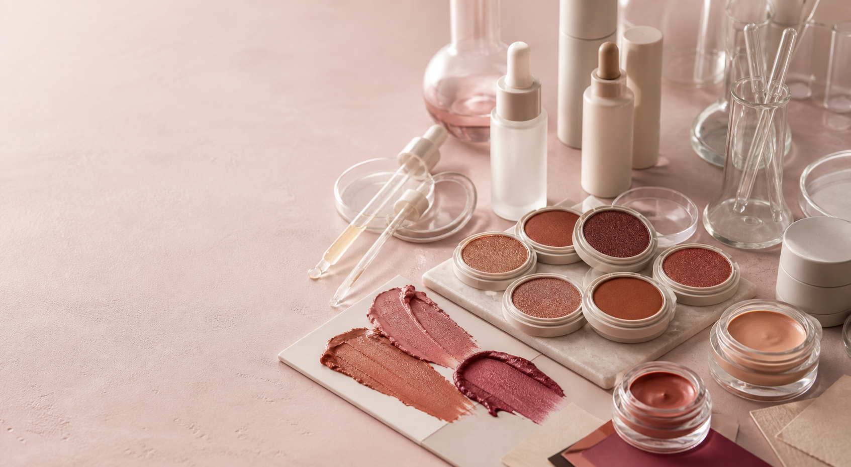 Color cosmetics formula and shade development scene